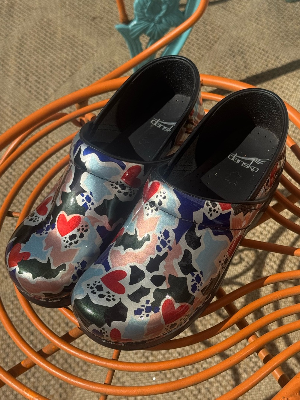 Dansko Professional Fragment Patent Heart Print Clog Nurse Size 40